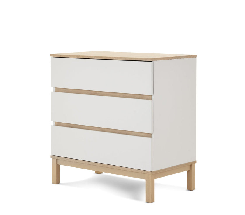 Chambre Duo Astrid - Lit 70x140cm + Commode 3 Tiroires - Blanc