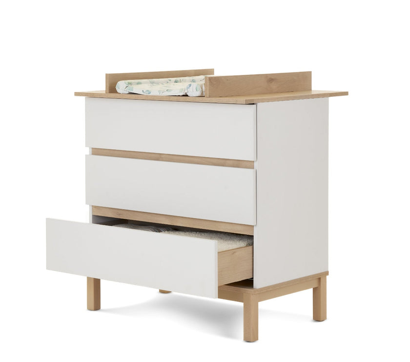 Chambre Duo Astrid - Lit 60x120cm + Commode 3 Tiroirs - Blanc