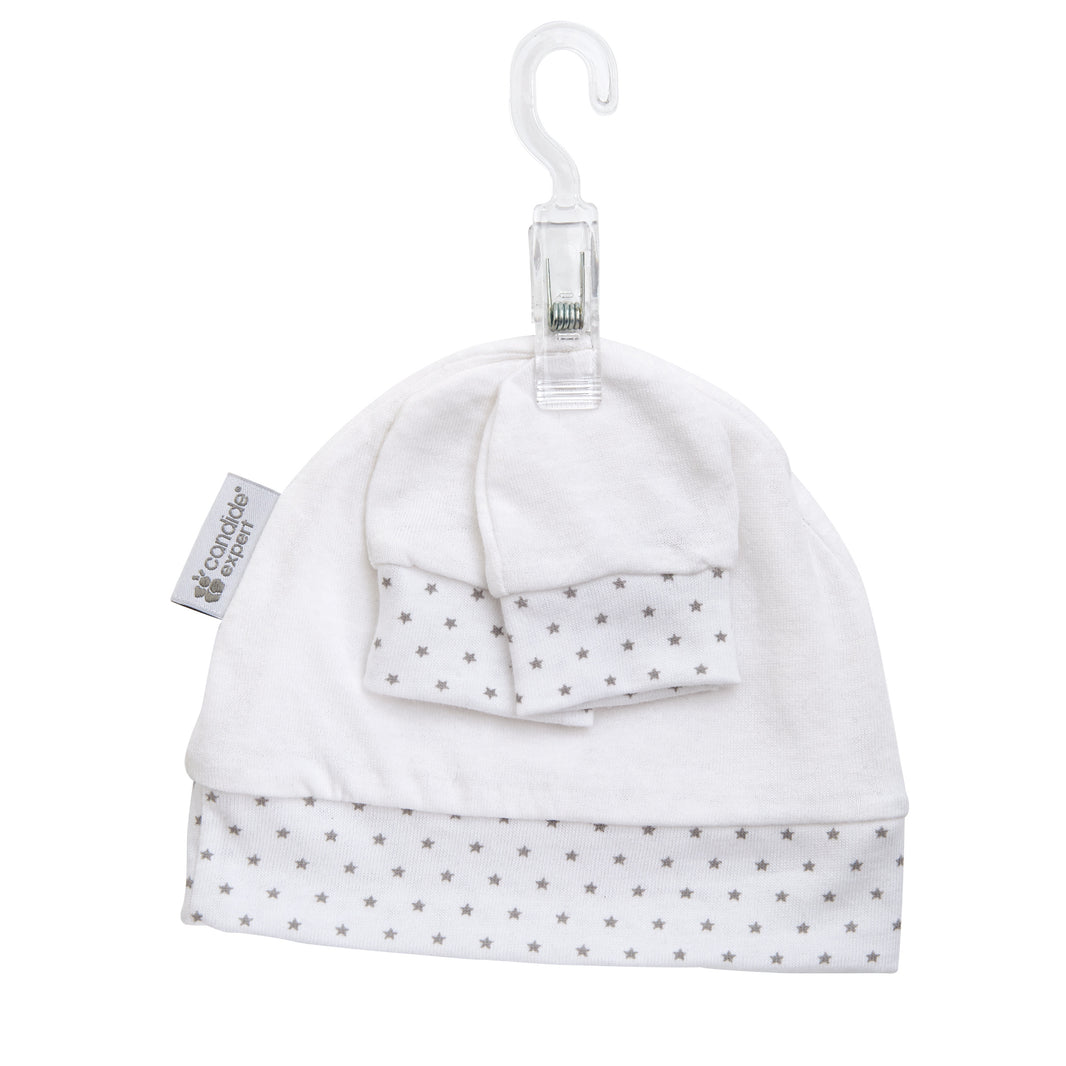 Bonnet & moufles naissance étoiles