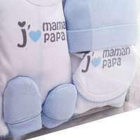 Coffret Naissance 5 Pièces en 100% Coton « J'aime Maman Papa »