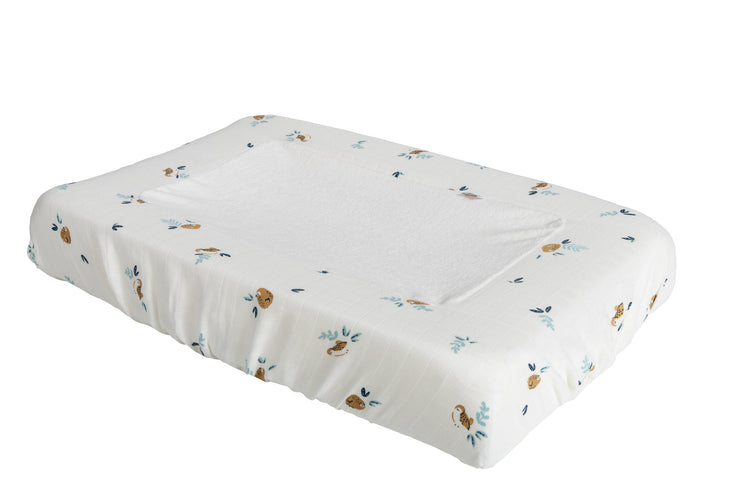 HOUSSE MATELAS À LANGER OISEAUX