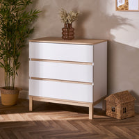 Chambre Duo Astrid - Lit 60x120cm + Commode 3 Tiroirs - Blanc