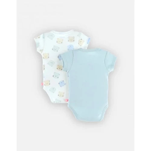 Organic Set of 2 iconic short-sleeved crossover bodysuits 3 months