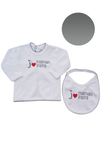 Coffret Naissance 5 Pièces en 100% Coton « J'aime Maman Papa »