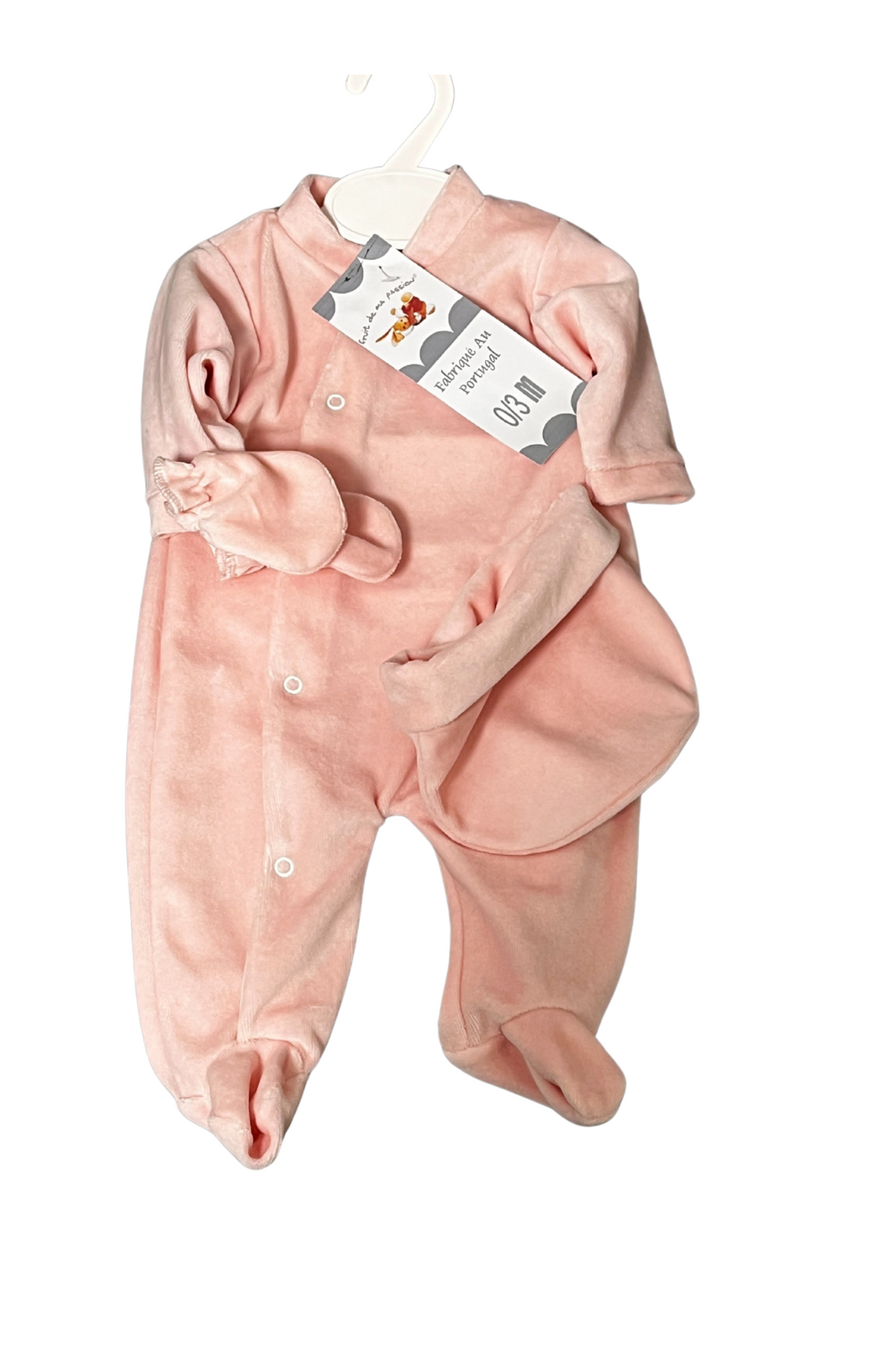 Ensemble Bébé 3 Pièces Velours et Jersey - Taille : 0/3 mois