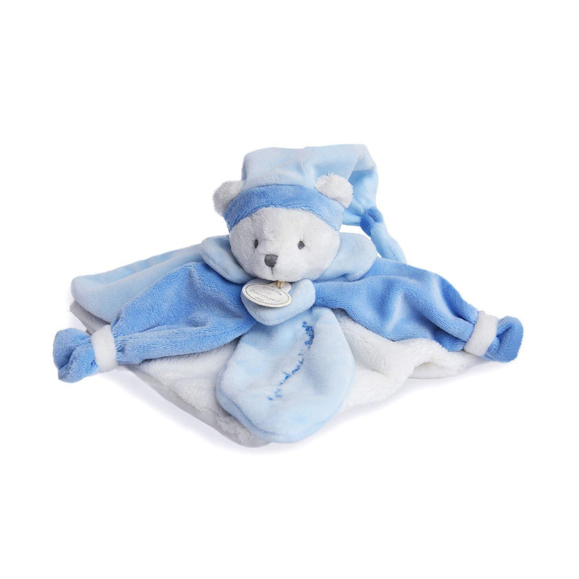 Doudou plat Ours Collector bleu - 24 cm