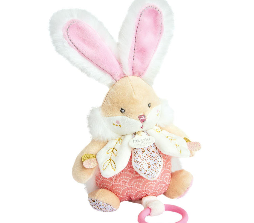 DOUDOU ET COMPANIE Peluche musicale Lapin de Sucre Rose