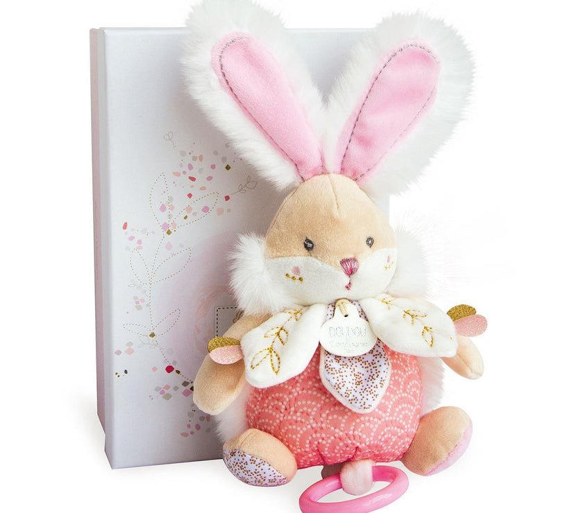 DOUDOU ET COMPANIE Peluche musicale Lapin de Sucre Rose