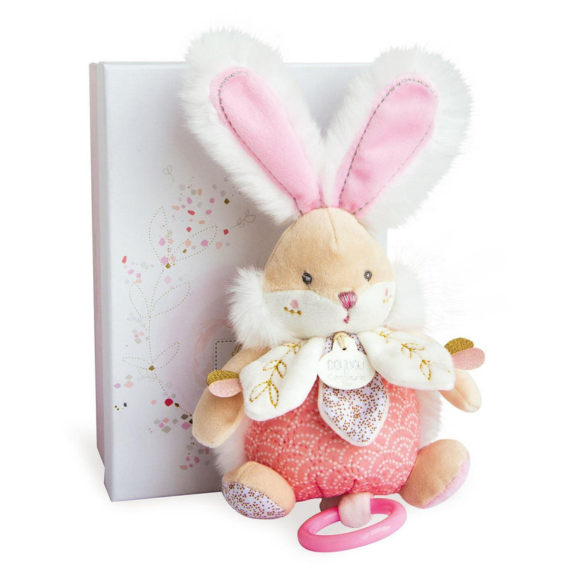 DOUDOU ET COMPANIE Peluche musicale Lapin de Sucre Rose