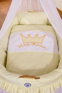 Kinderbettwiege mit Baldachin Kleiner Prinz - Cremefarbene Prinzessin