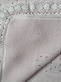 Couverture Bébé en Maille avec Nœud et Dentelle - Rose