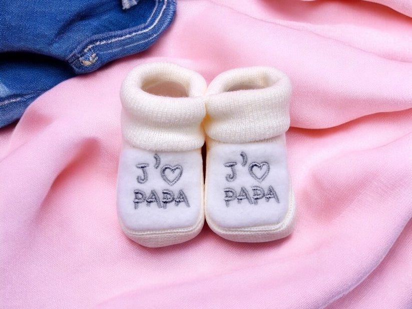 Chaussons pour Bébé (0 à 6 mois) - "J'aime Papa"