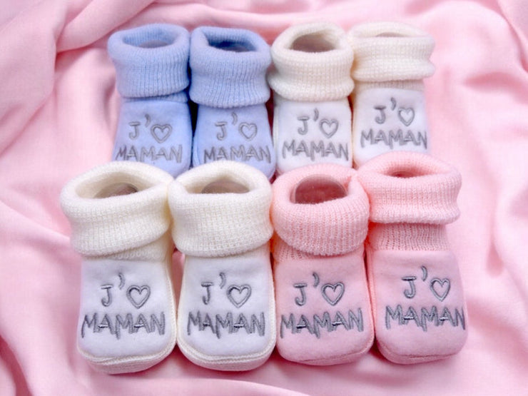 Chaussons pour Bébé (0 à 6 mois) - "J'aime Maman"