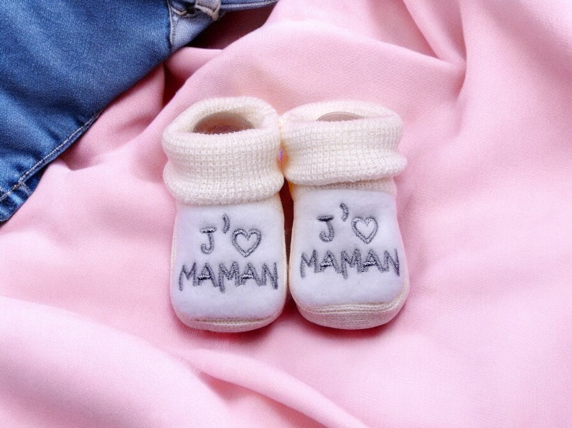 Chaussons pour Bébé (0 à 6 mois) - "J'aime Maman"