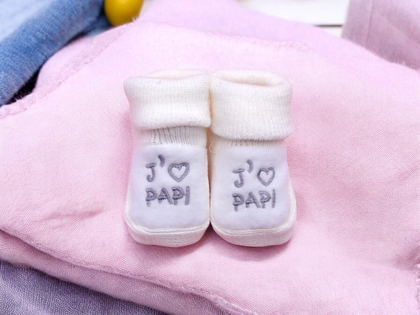 Chaussons pour Bébé (0 à 6 mois) - "J'aime Papi"