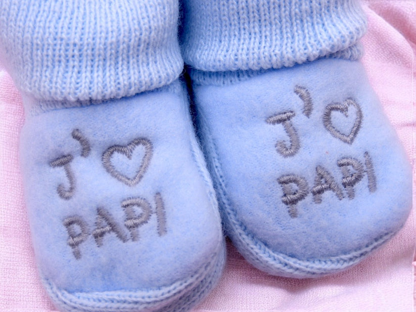 Chaussons pour Bébé (0 à 6 mois) - "J'aime Papi"