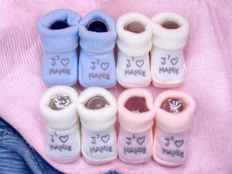 Chaussons pour Bébé (0 à 6 mois) - "J'aime Mamie"