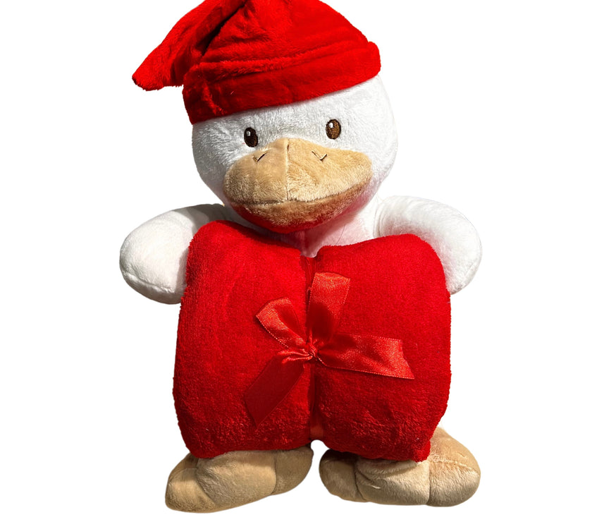 Canard en peluche avec couverture en polaire