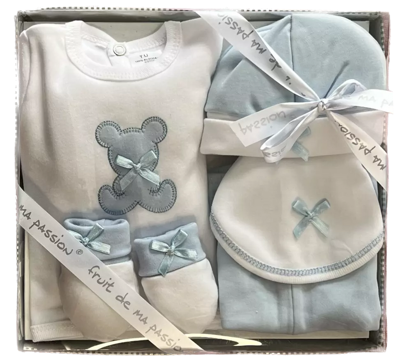 Coffret Naissance 5 Pièces en 100% Coton « Ourson »