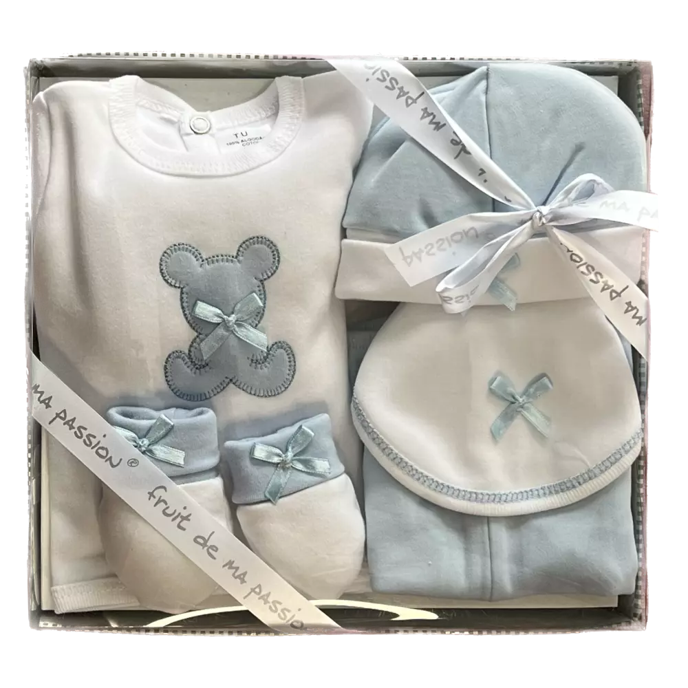 Coffret Naissance 5 Pièces en 100% Coton « Ourson »