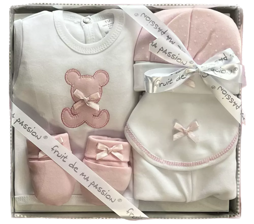 Coffret Naissance 5 Pièces en 100% Coton « Ourson »