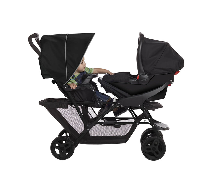 Tandem-Doppelkinderwagen – Grau