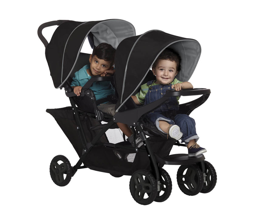 Tandem-Doppelkinderwagen – Grau