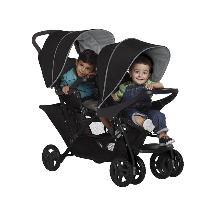 Tandem-Doppelkinderwagen – Grau