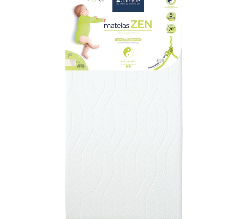 Matelas Zen 70x140 cm pour lit bébé - Viscose de Bambou - Déhoussable 360°