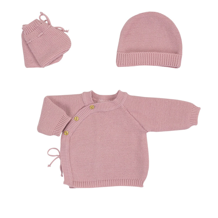 Baby bra, booties and hat OLD PINK